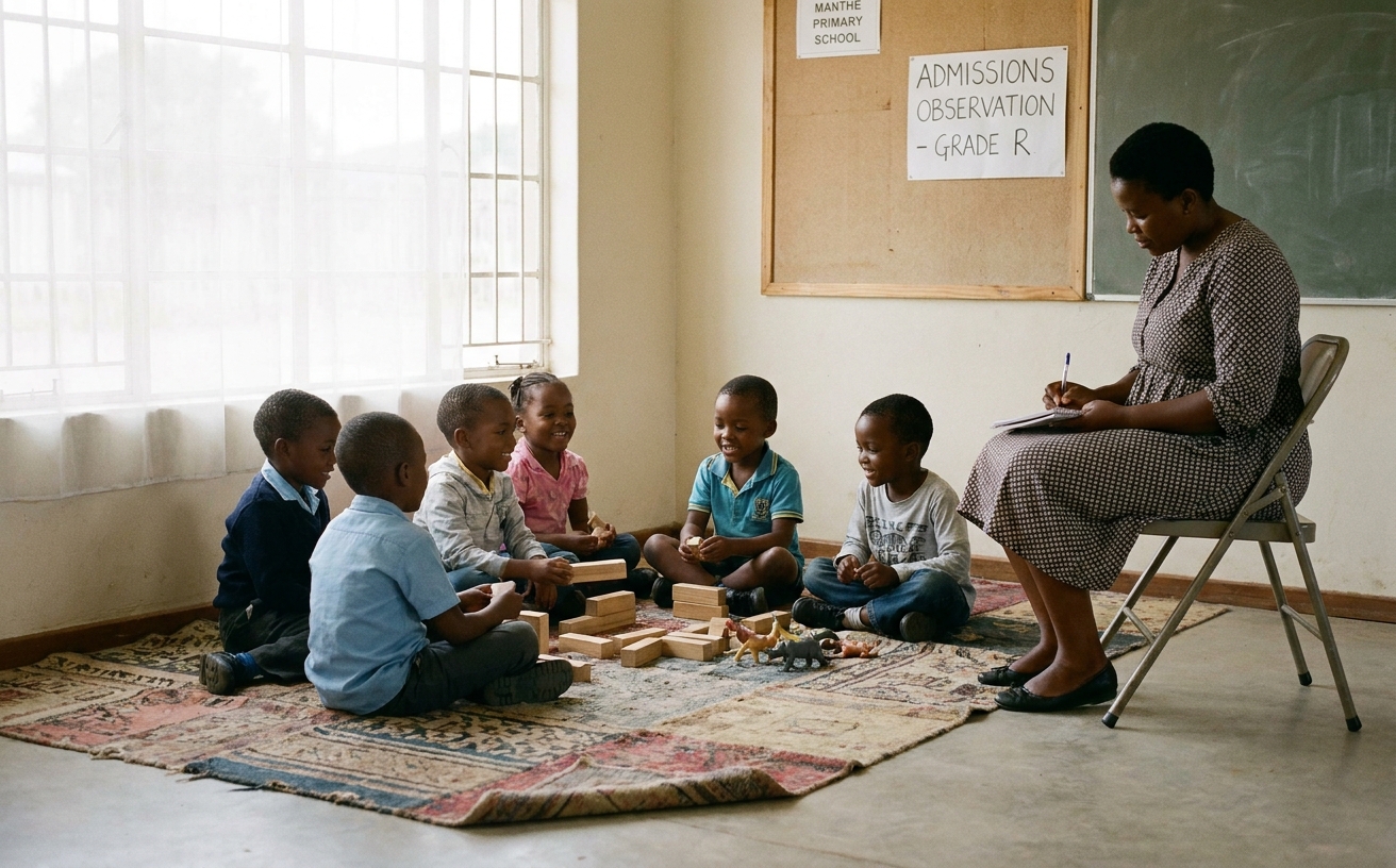 Children participating in a small group activity observation