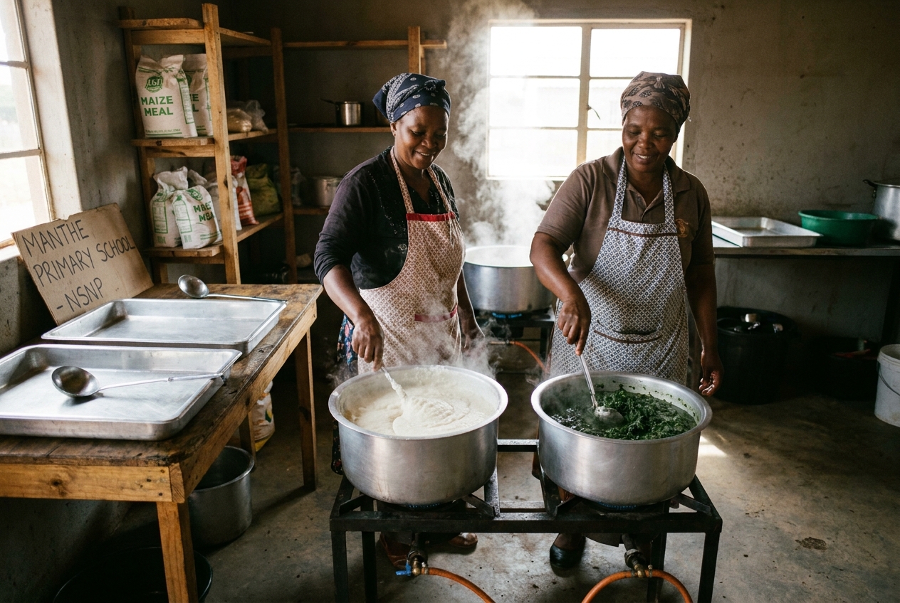 School kitchen aunties preparing the NSNP meal