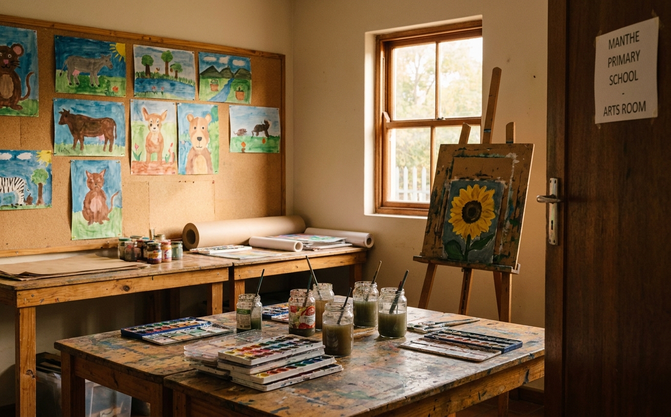 Small dedicated arts room with watercolour paintings