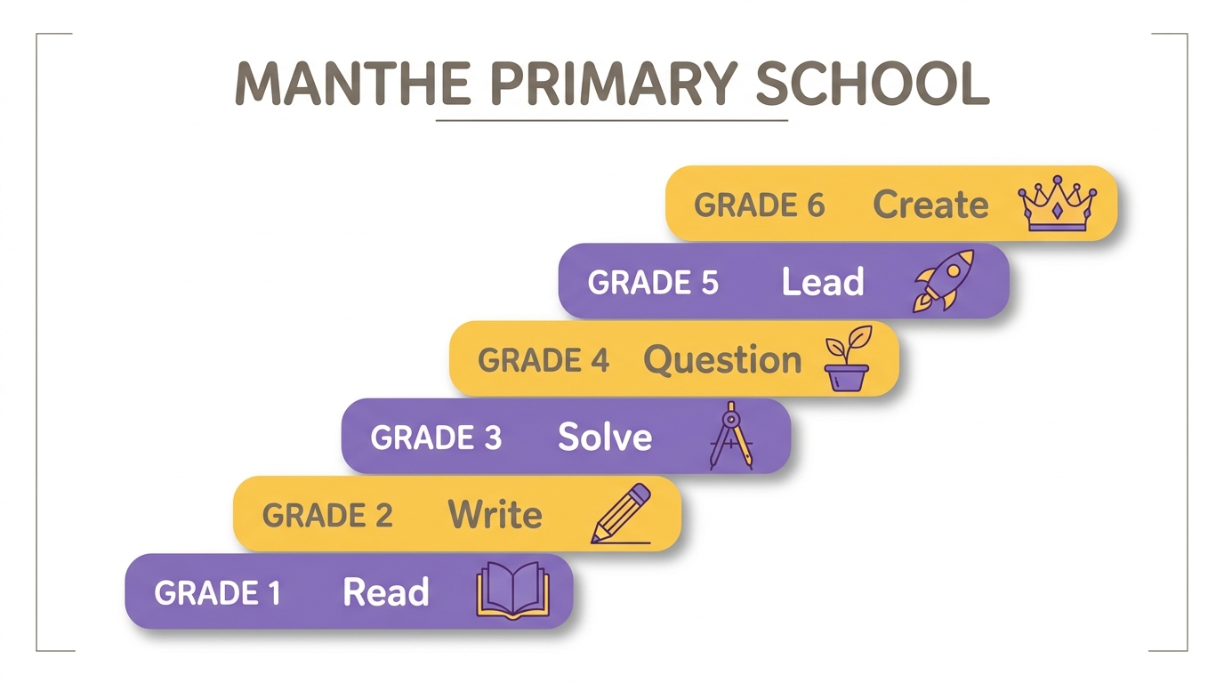 A learning progression ladder showing Grade 1 to Grade 7 with skill keywords
