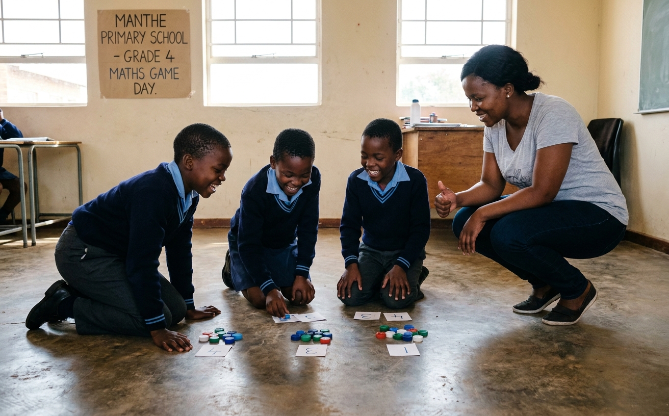 Mathematics game-based lesson on the floor